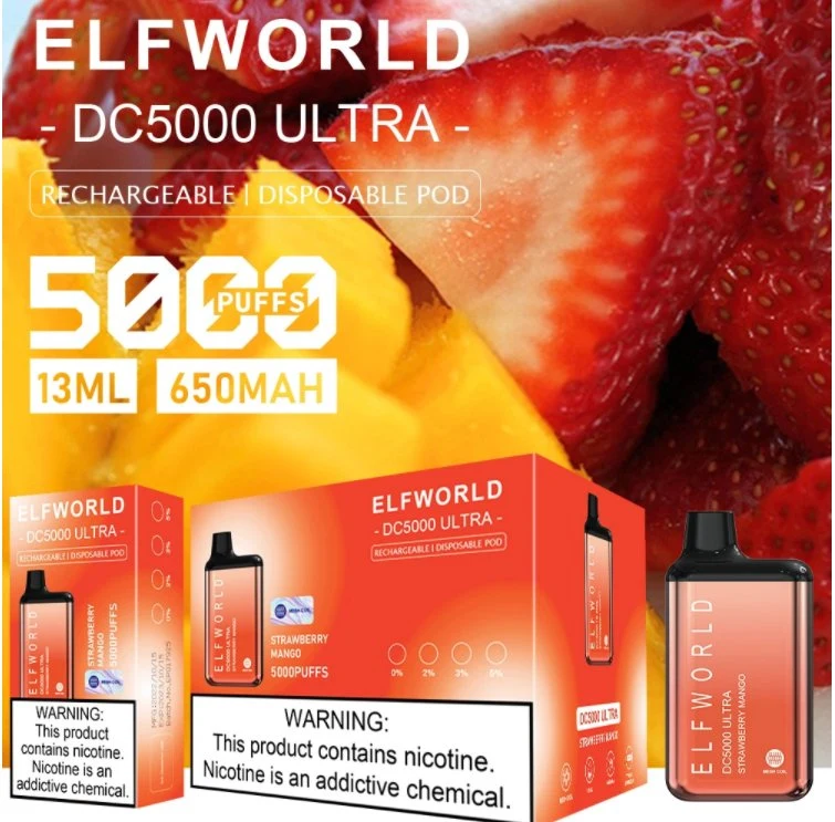 100% Original Elfworld DC5000 Cigarrillo Electrónico Desechable vaporizador recargable Vape Atomizer Cartucho Vape