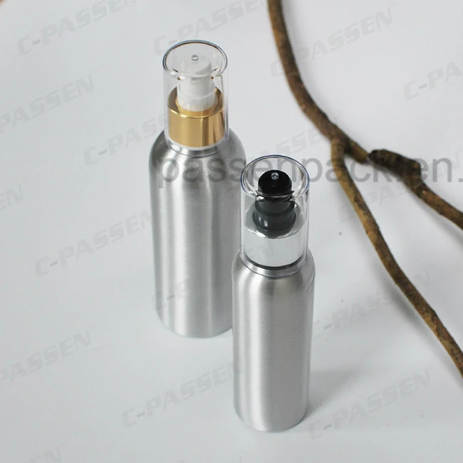 Silver Cosmetic Cream Packaging Bottle with Luxury Lotion Dispenser (PPC-ACB-056)