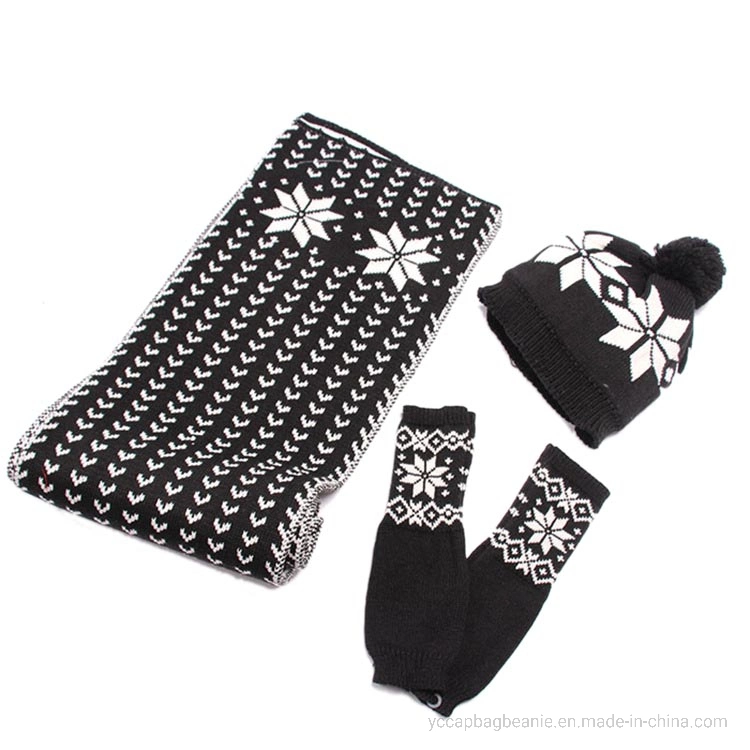 100%Acrylic Mens Classic Knit Hat Scarf Set