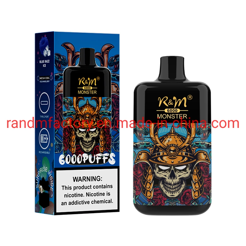 EE.UU. UK Popular Box Modelo desechable VAPE 6000 Puffs R&amp;M Monster Mesh Coil Blind Gift Inside 0mg 20mg 50mg nicotina Atomizer de Wape al por mayor