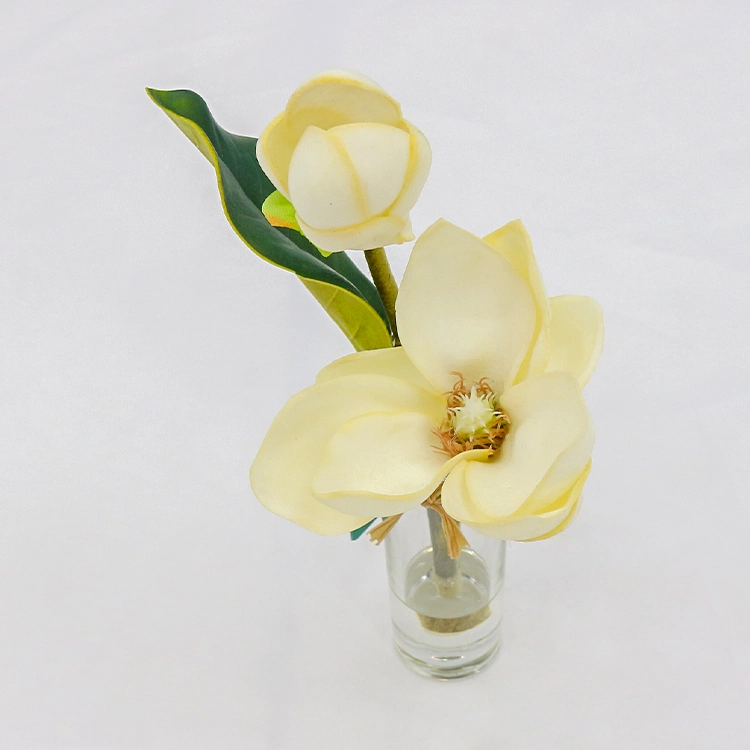 High quality/High cost performance  Home Decoration Artificial Foam Magnolia Flowers with Glass Vase