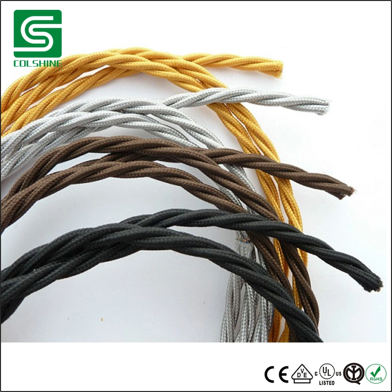 Vintage Colored DIY Twist Braided Fabric Flex Cable Wire Cord