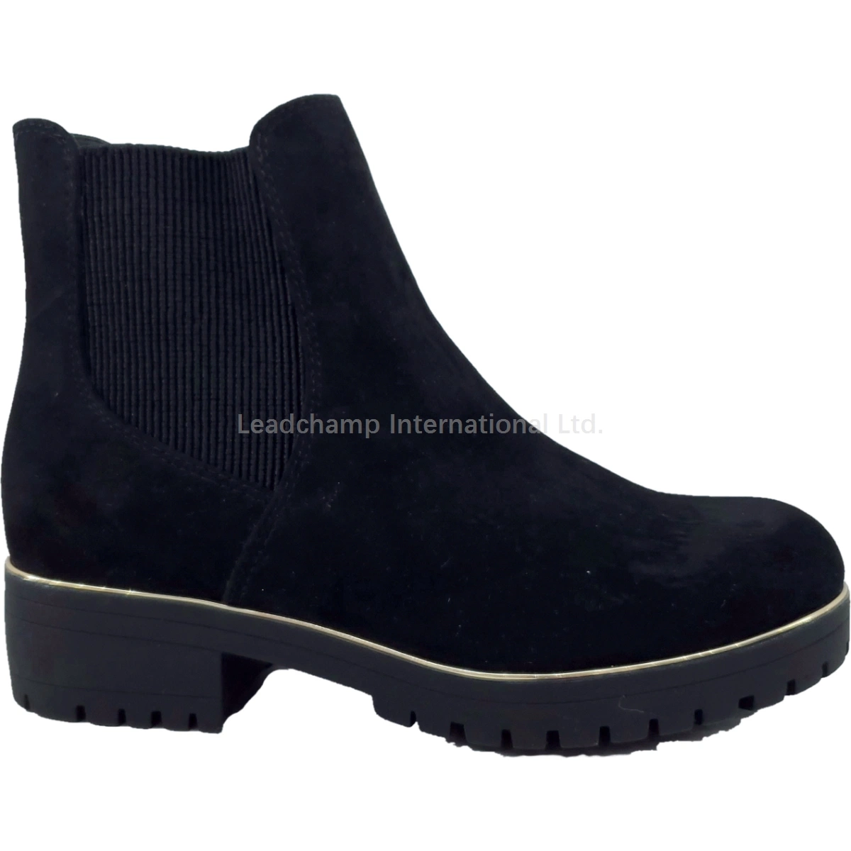 Lady Ankle Boot Microfiber Upper TPR Sole with Golden Welt Comfortable Flat Boots