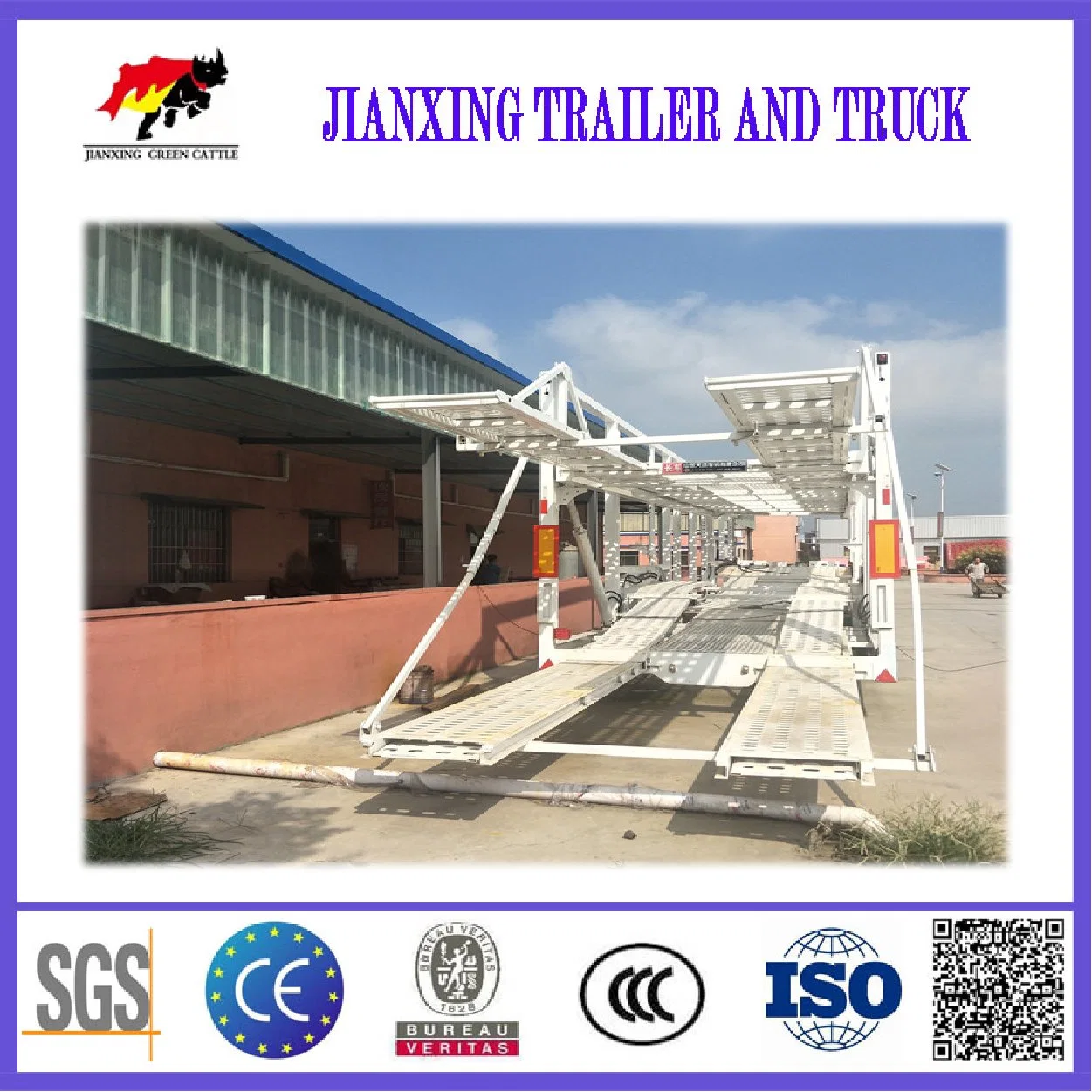 Popular Durable 2 Axles Spring Suspension Transport Car Car Carrier Semi Trailer in Malaysia