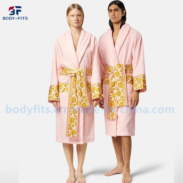 Custom Bathrobe Unisex Cotton Terry Towel Plush Bath Robe Oneise Pajamas for Women