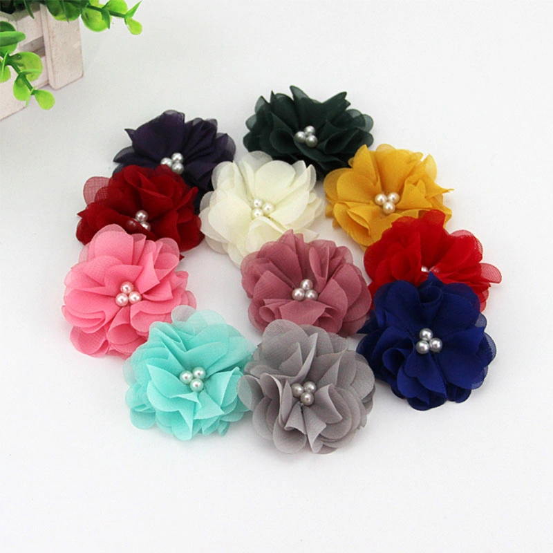 Heißer Verkauf Chiffon Stoff Blume Kopfbedeckung Haarschuhe Zubehör Künstliche Dekorative Blume