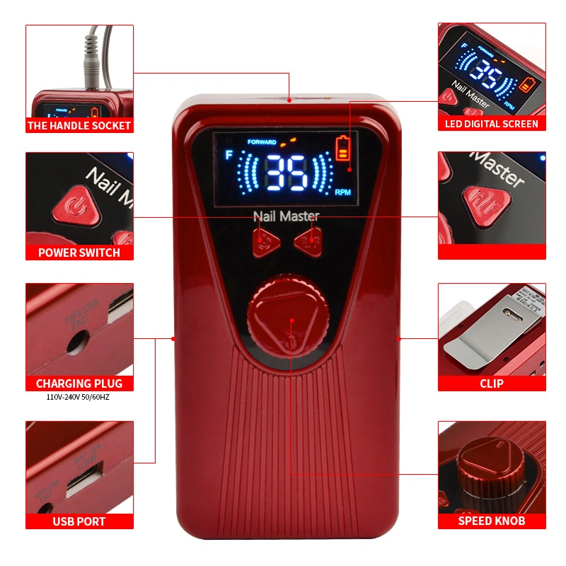 Wireless Overcurrent Protection Cordless Electric Nail Drill Machine Rechargeable Nail Art Tools