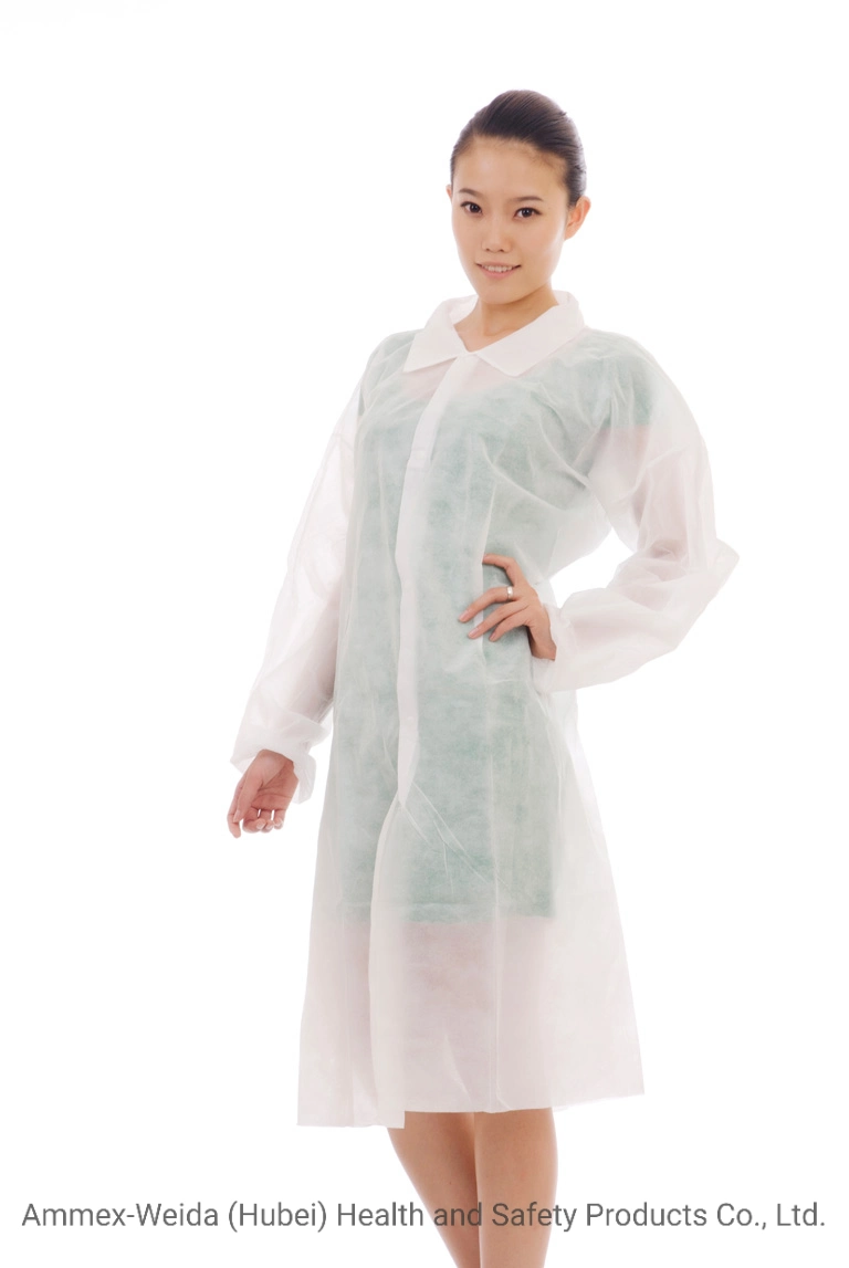 Single Use Lab Coat with Different Type Collar and Snaps Closure and with Long Sleeves Various Color