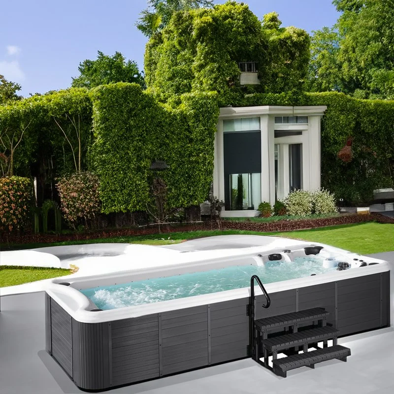 Sunrans Family Used Outdoor Air Jet Dual Zone Hydrotherapy Exercise Swim SPA with Touchscreen Panel Above Ground Swimming Pool