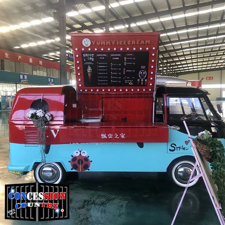 Geanlo China Custom Retro Camper Caravan Truck Mobile Hot Dog Food Trucks with Kitchen Mobile Kitchen Kombi Bus for Sale in Jamaica