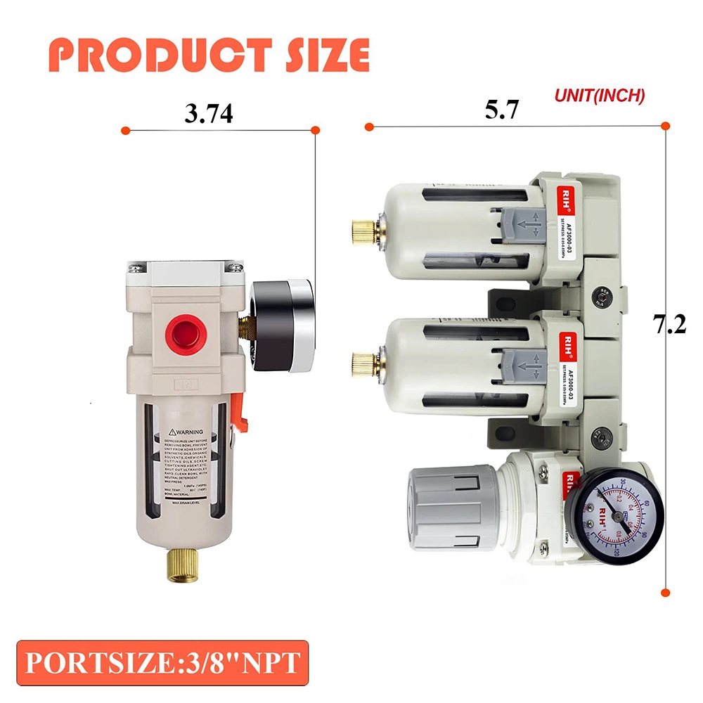 Série de CA de tipo SMC regulador do filtro de ar pneumática Tamanho Porta G1/8" 1/4'' 3/8'' 1/2" 3/4'' 1' do regulador de pressão pneumática