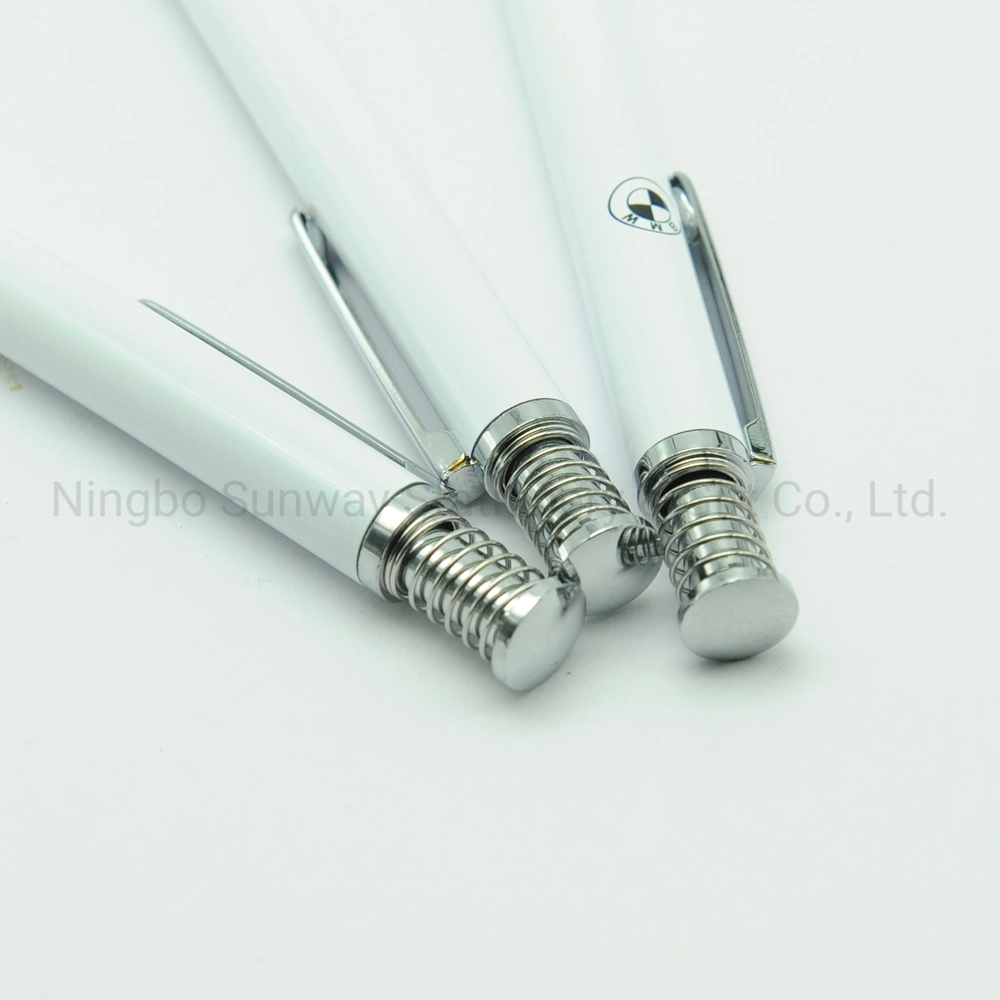 Simple White Color Office Gift Supplier Aluminium Ballpoint Pens