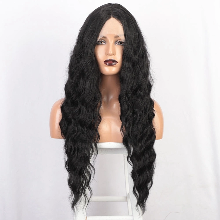 Long Black Synthetic Body Wavy Lace Front Wig Daily Natural Hair