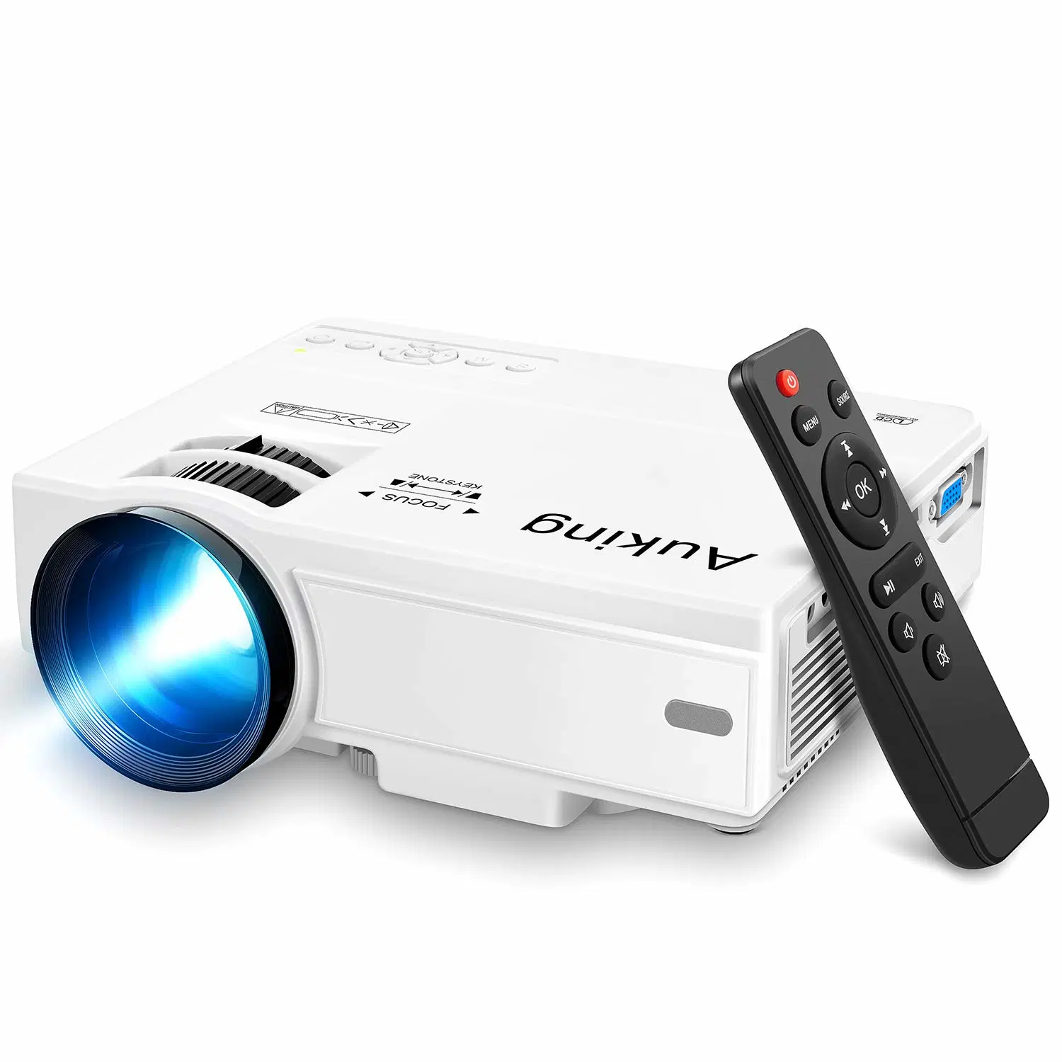 Proyector Auking, 9500 Mini proyector actualizado, 1080p Lumens Multimedia Home Theater Video proyector, compatible con Full HD 2023 HDMI, USB, VGA, AV, Smartphon