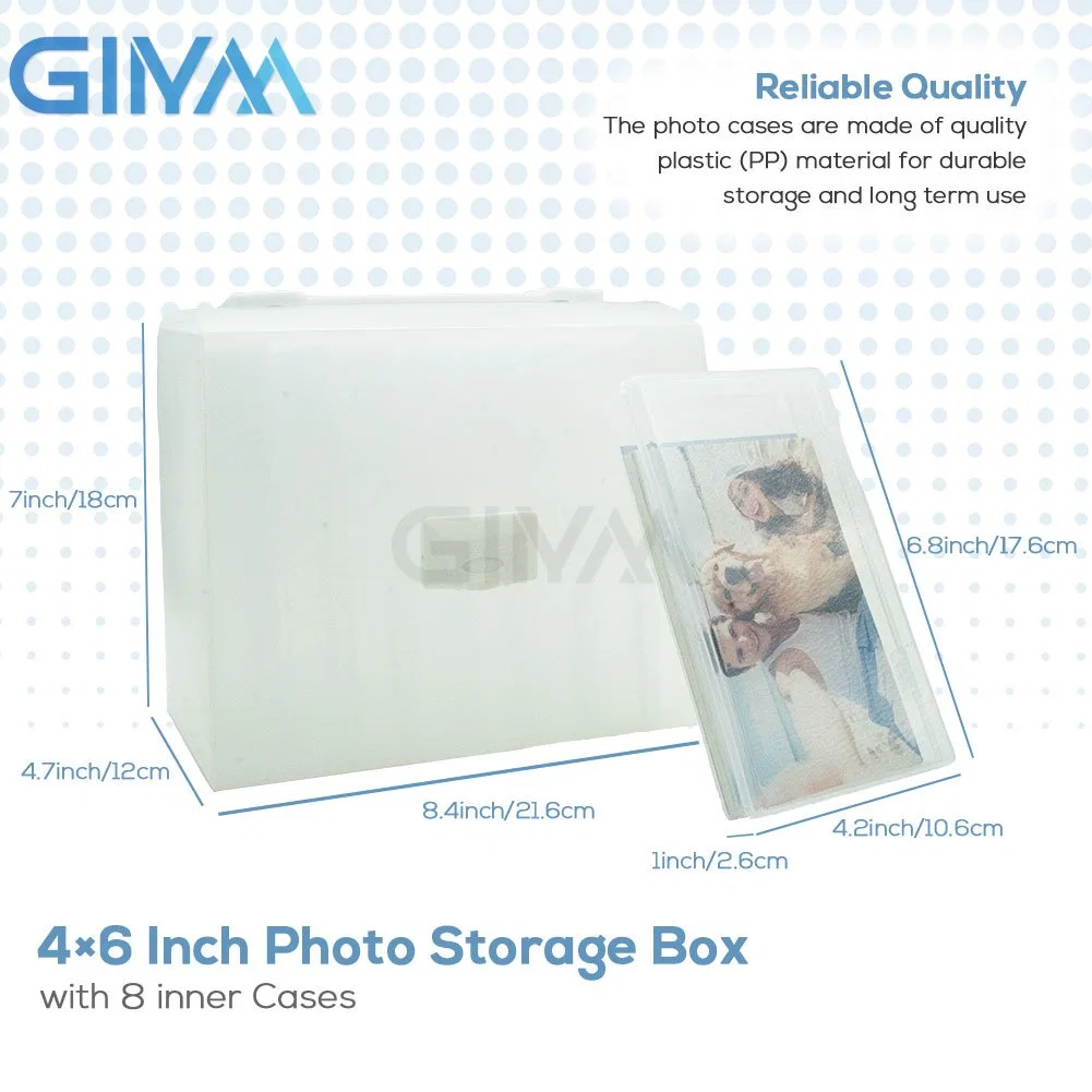 Large Box Photo Organizer Set with 8 Plastic Storage Cases
