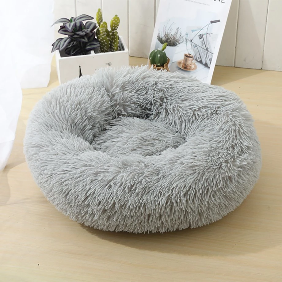 Supplier of Round Pet Cat Bed, Plush Material, with Anti-Slip & Waterproof Bottom for Various Size Dogs & Cats