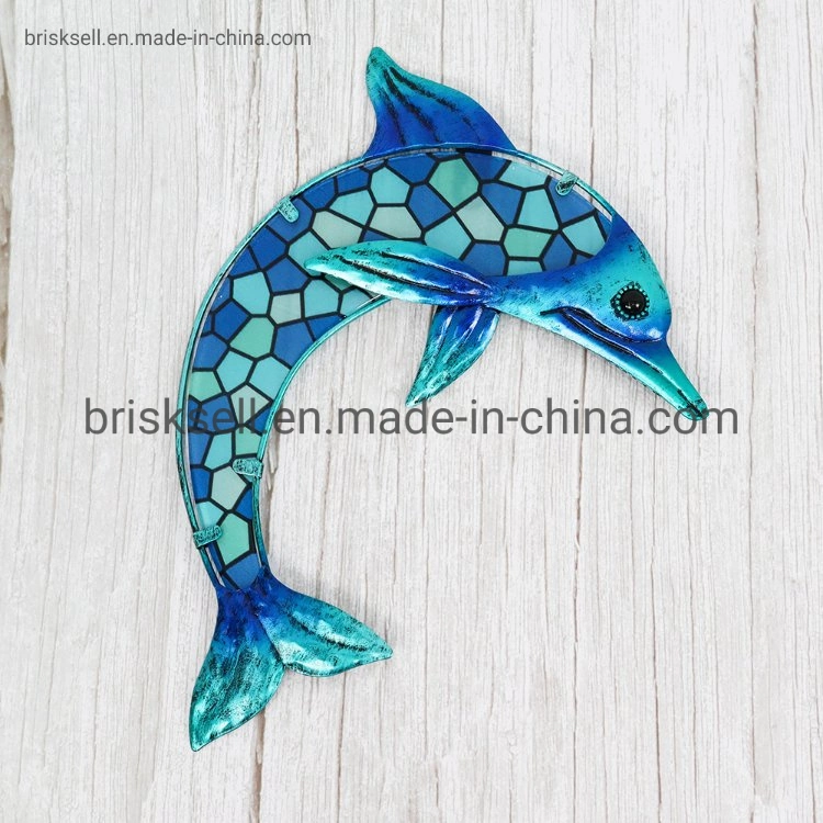 Small Dolphin Water Glass Decor Mosaic Wall Art High quality/High cost performance Metal Rust Prevention and Premium Glass Wall Decor