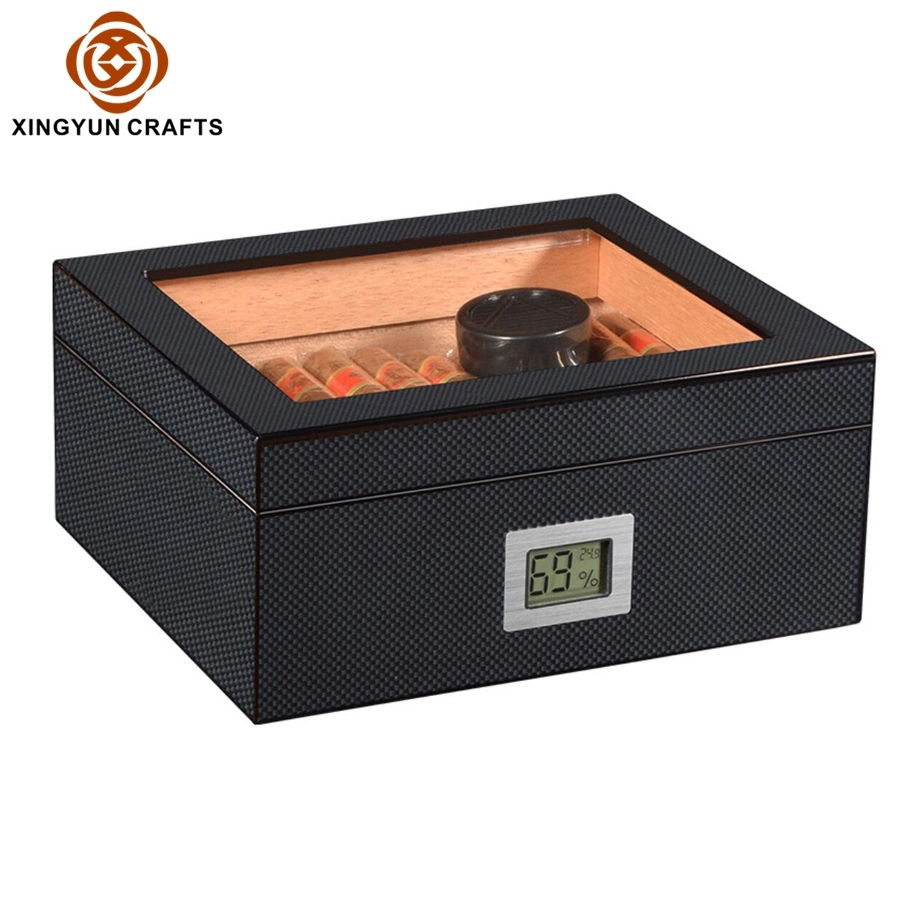 Caixa personalizada de charutos de madeira Cedar com estojo de madeira humidor Caixa de charuto de fibra de carbono