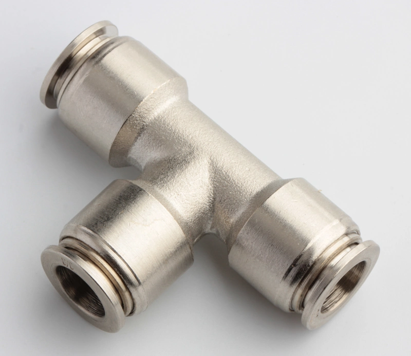 Xhnotion Pneumatic Brass Air Hose Fitting 6mm Tube Od Union Tee Metal Sleeve Push in Fitting