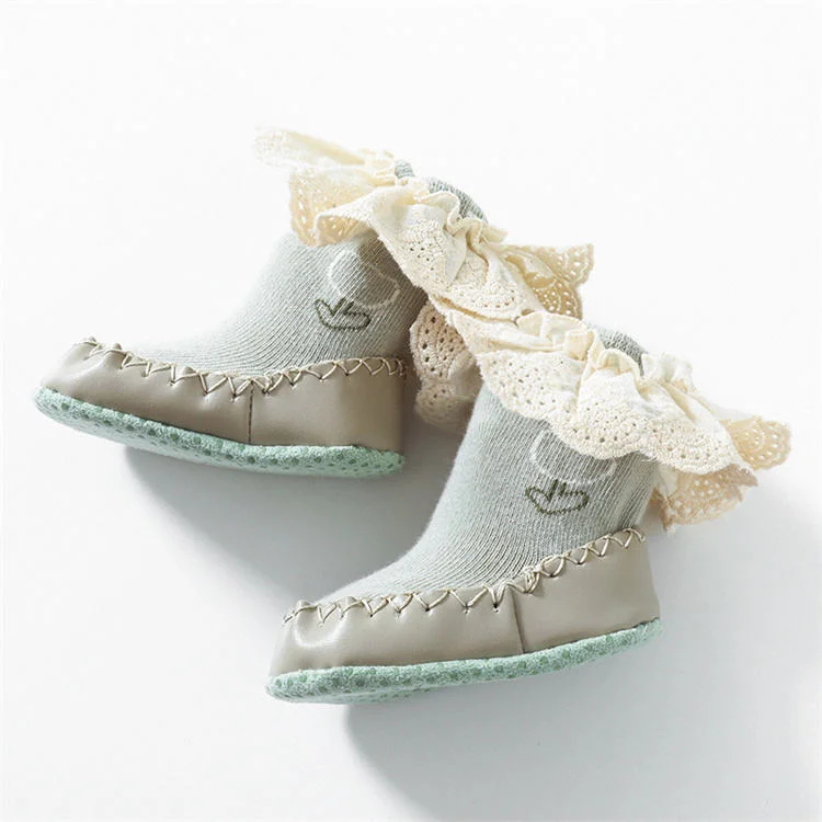 Soft Leather Button Baby Socks Shoes