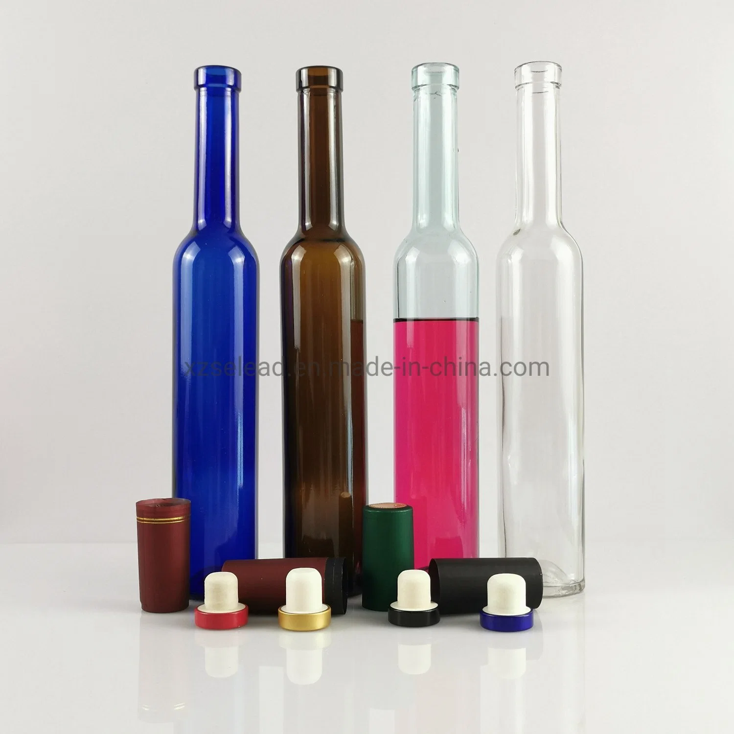 375ml botella de vino de vidrio azul botella de vino de hielo botella de vino sin plomo Botella de vidrio