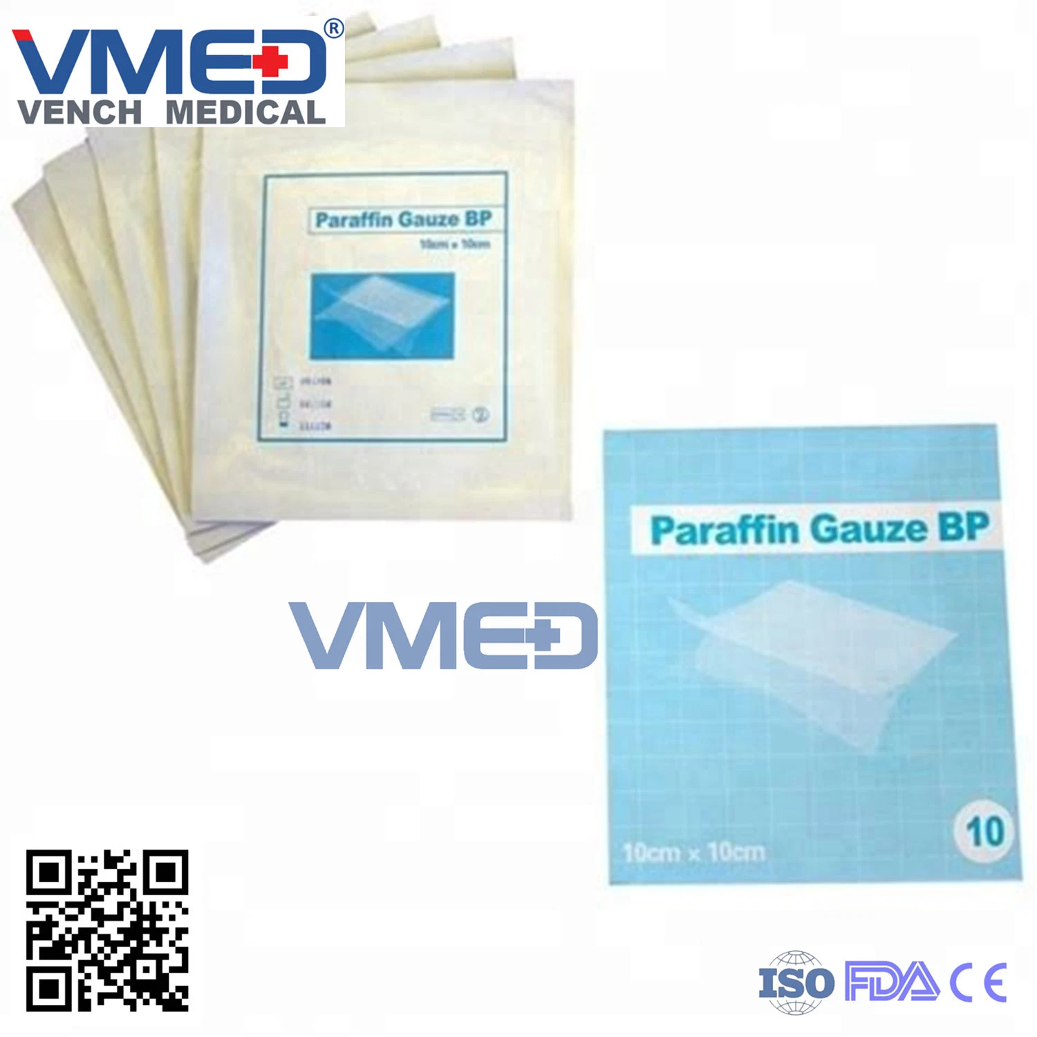 Sterile Abosrbent Cotton Paraffin Gauze Dressing, Medical Disposable Bandage Gauze Price, Paraffin Vaseline Gauze Swab Dressing for Medical