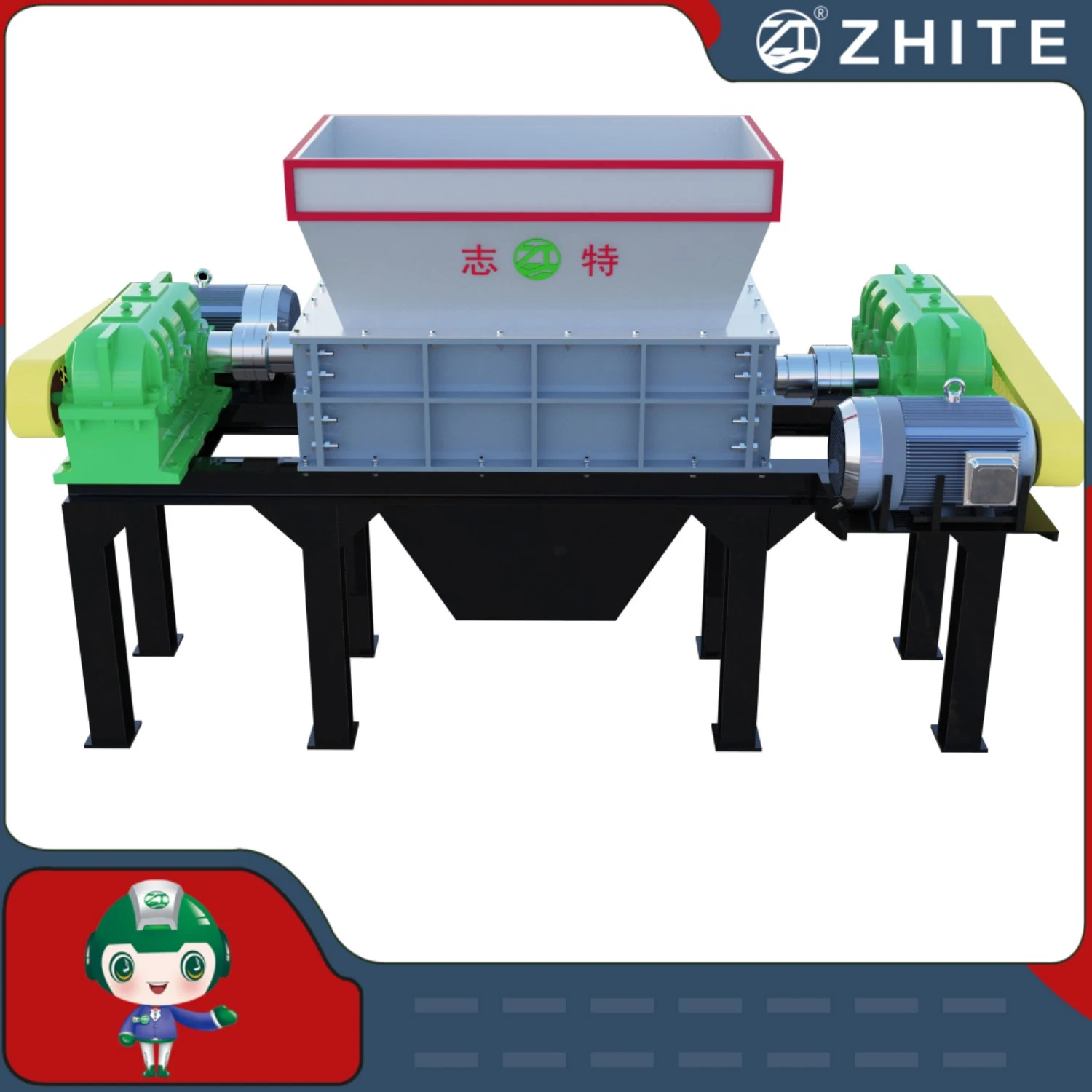 Recycling Shredder Machine Two Shaft Plastic/Rubber/Steel/Aluminum/Mini Used Electric Can Crusher