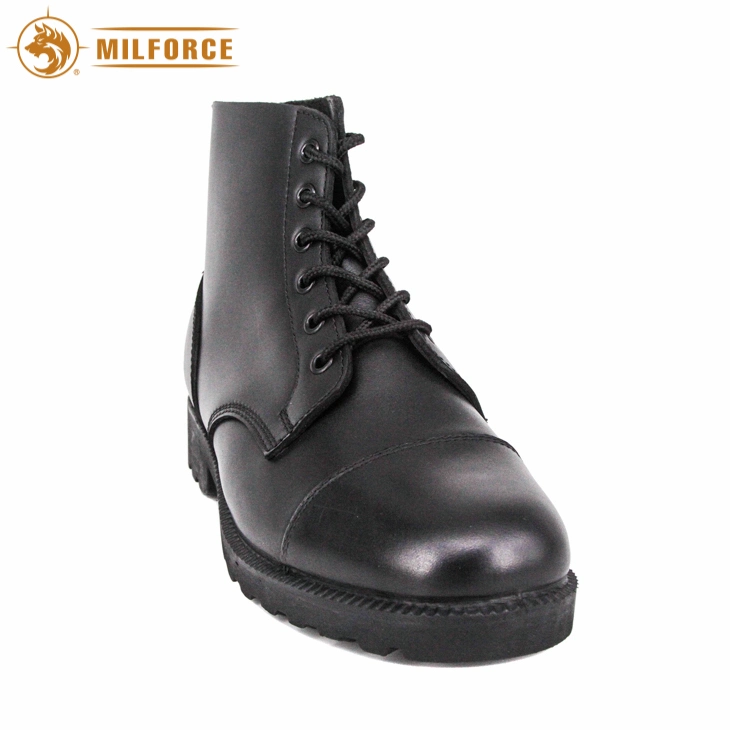 Suministro de fábrica de botas de cuero plena flor negro Stab-Resistant tobillo botas militares