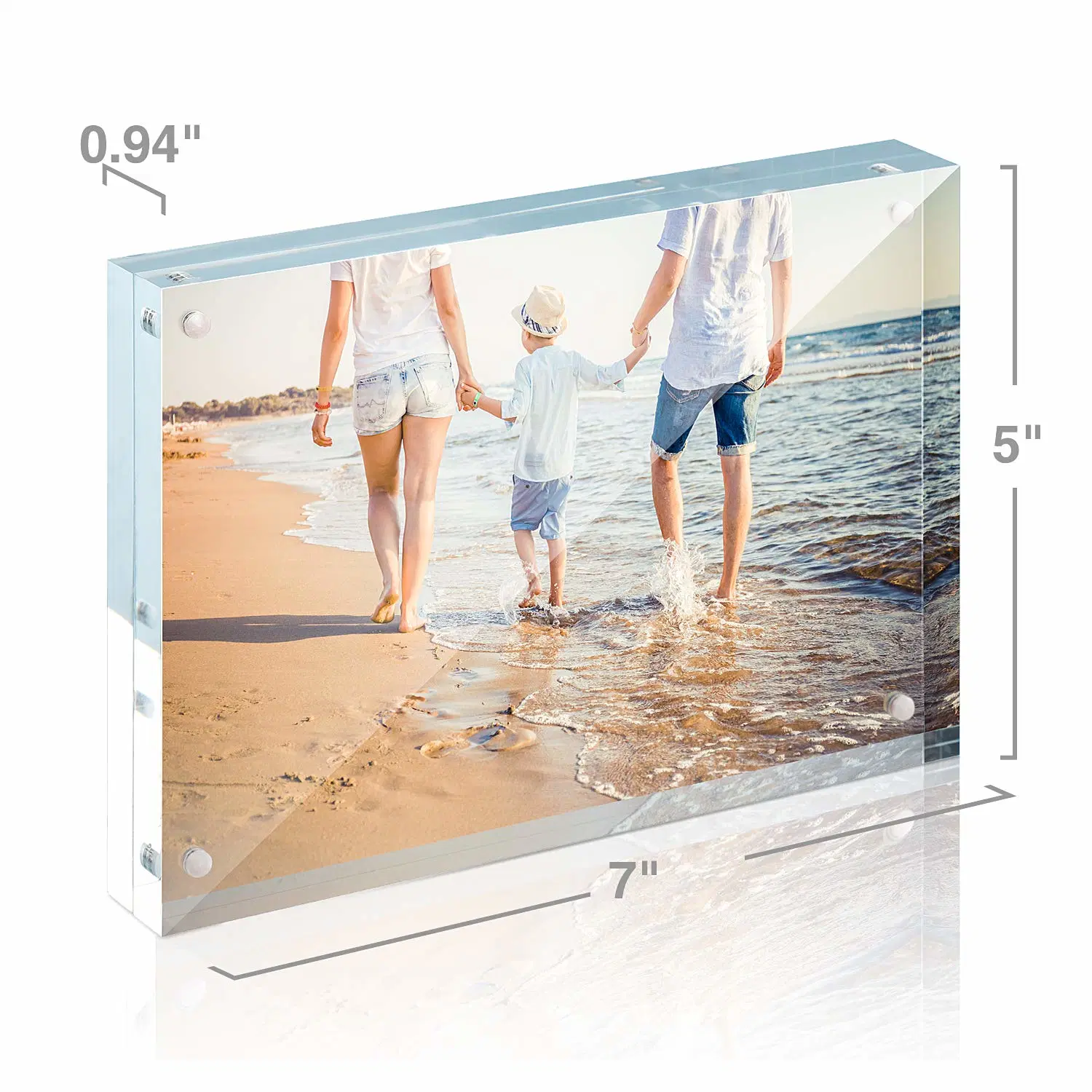 Gifts Acrylic Photo Frames Horizontal Magnet Double Sided Acrylic Frames Set 12mm Thickness Clear Picture Frame Desktop Acrylic Display