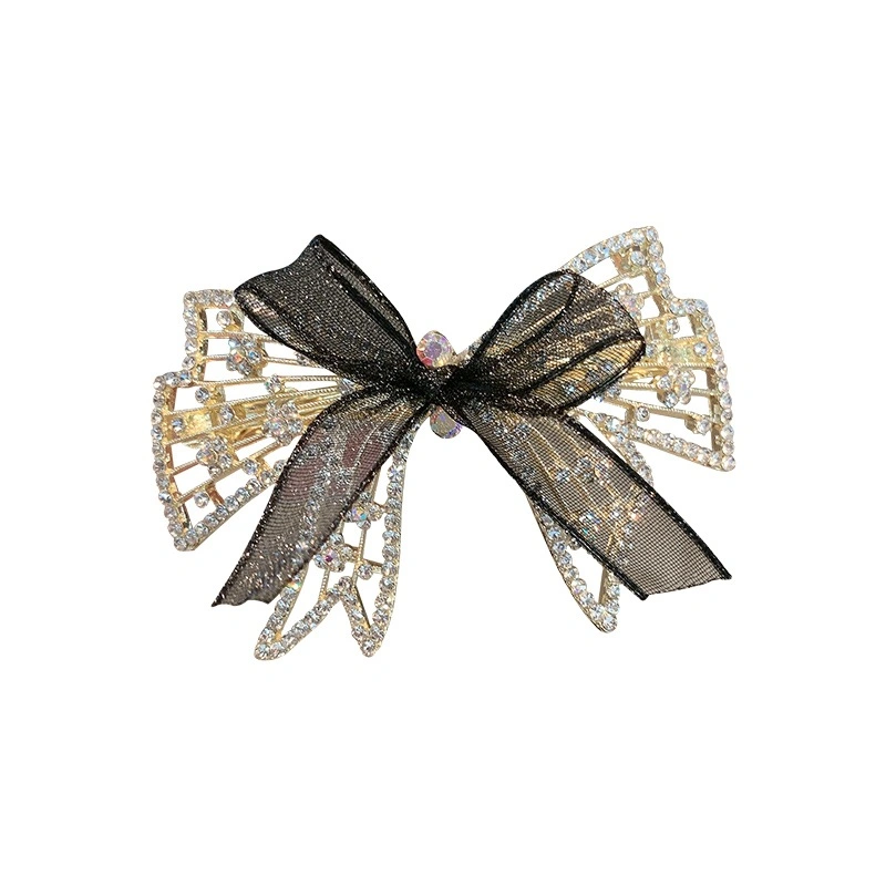 Fashion Hair Accessories Shiny Zirconia Rhinestone Bow Fashion Spring Clip Hair Clip