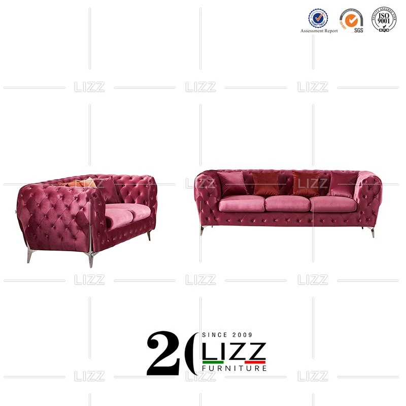 Luxo comercial Chesterfield Tecido Veludo Sofá Mobiliário cadeira
