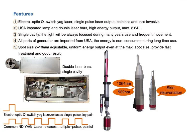 Remoção da tatuagem Q-Interruptor ND YAG Laser Fg2014 Equipamentos clinica
