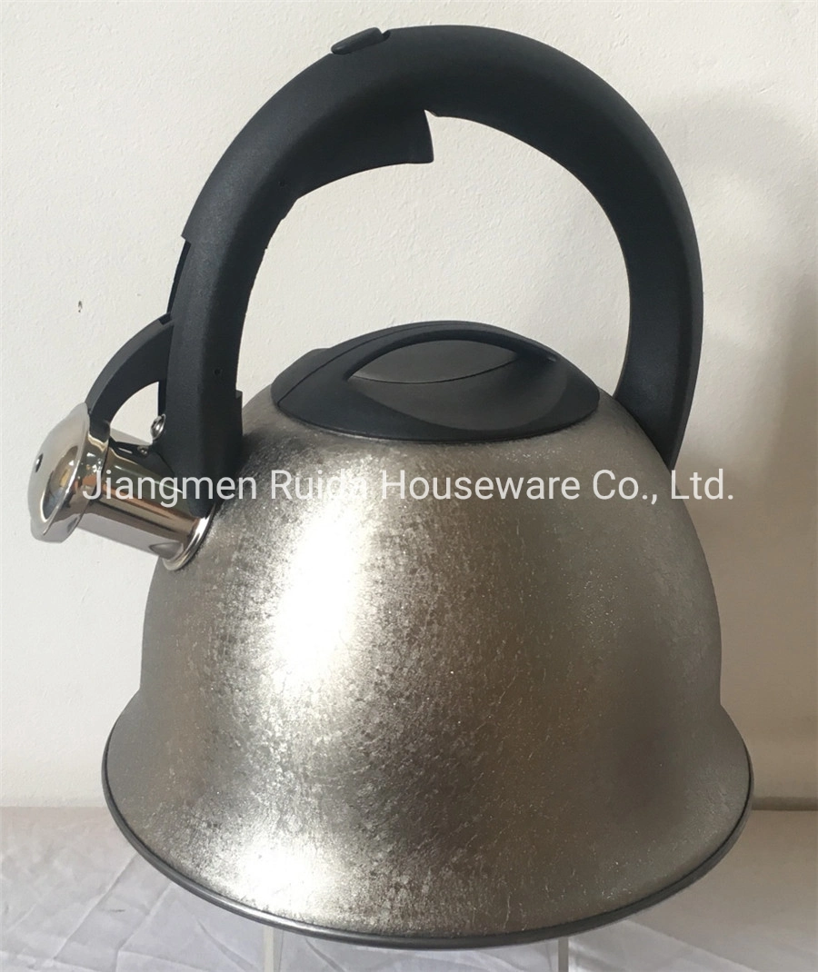 Home Appliance for 3.0L Stainless Steel Whistling Kettle in New Design with Sliver Power Coating of Body