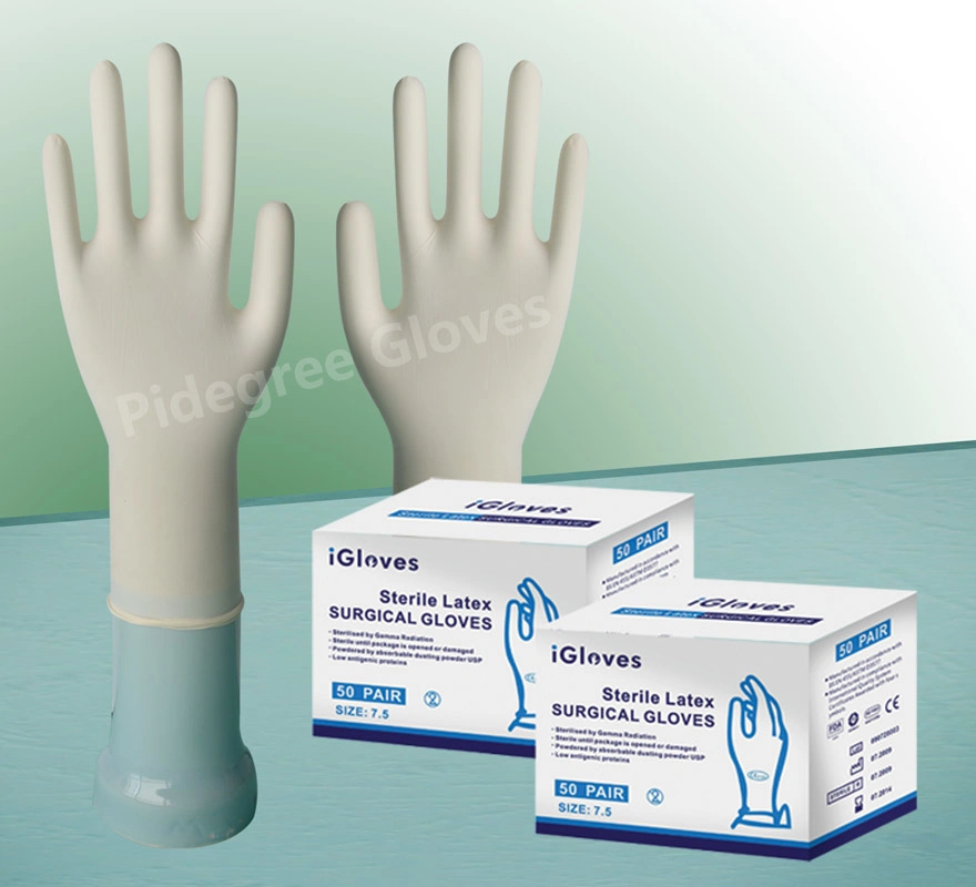 Quirúrgicos de látex desechables guantes estériles en polvo 280mm