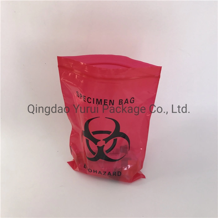 Plastic Red Film Resealable Specimen Bags with Back Document