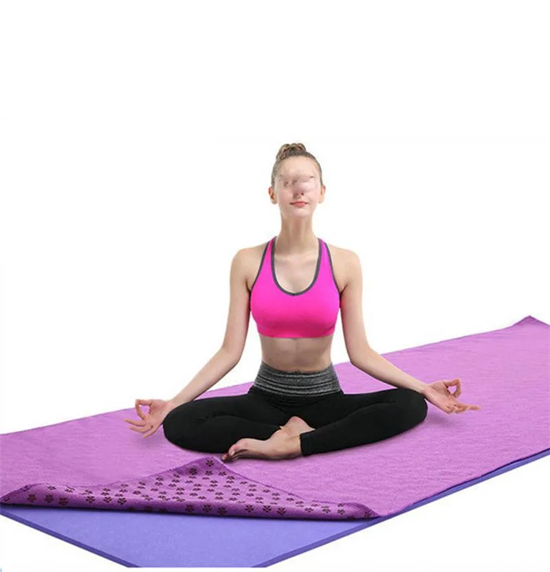 Non-Slip Microfiber Yoga Mat Towel, Sweat Absorbent Odorless Mat Cover for Indoor and Outdoor Fitness, Exercise with Carrying Mesh Bag Wyz13067