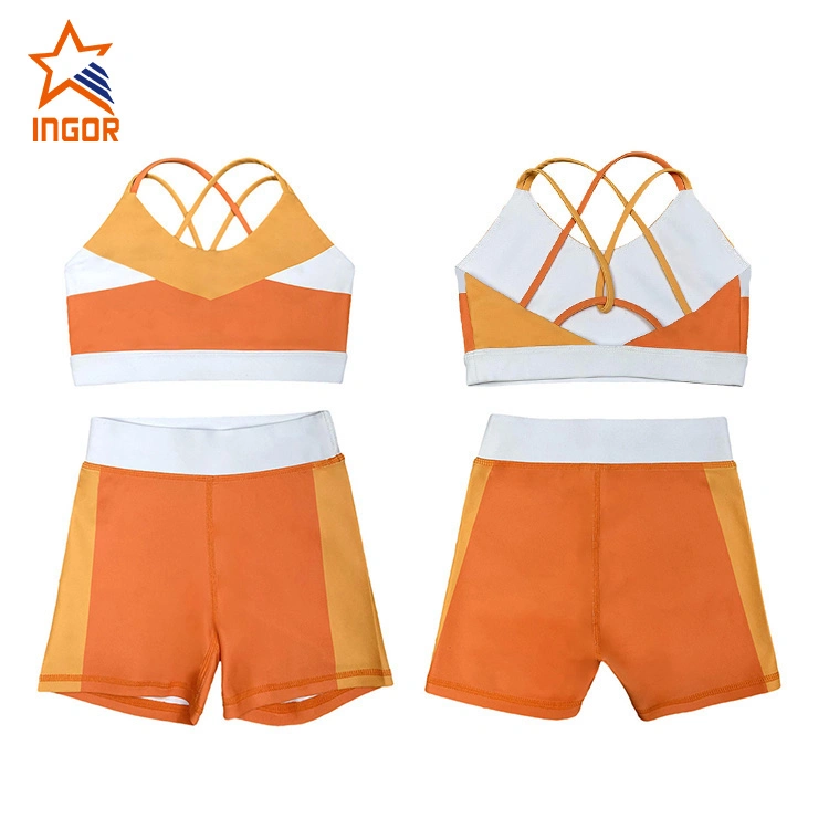 Ingorsports Kids Swimwear Soft Bottom Band Contrast Sublimated Color Block Sports Bras Children Sports Wear Activewear