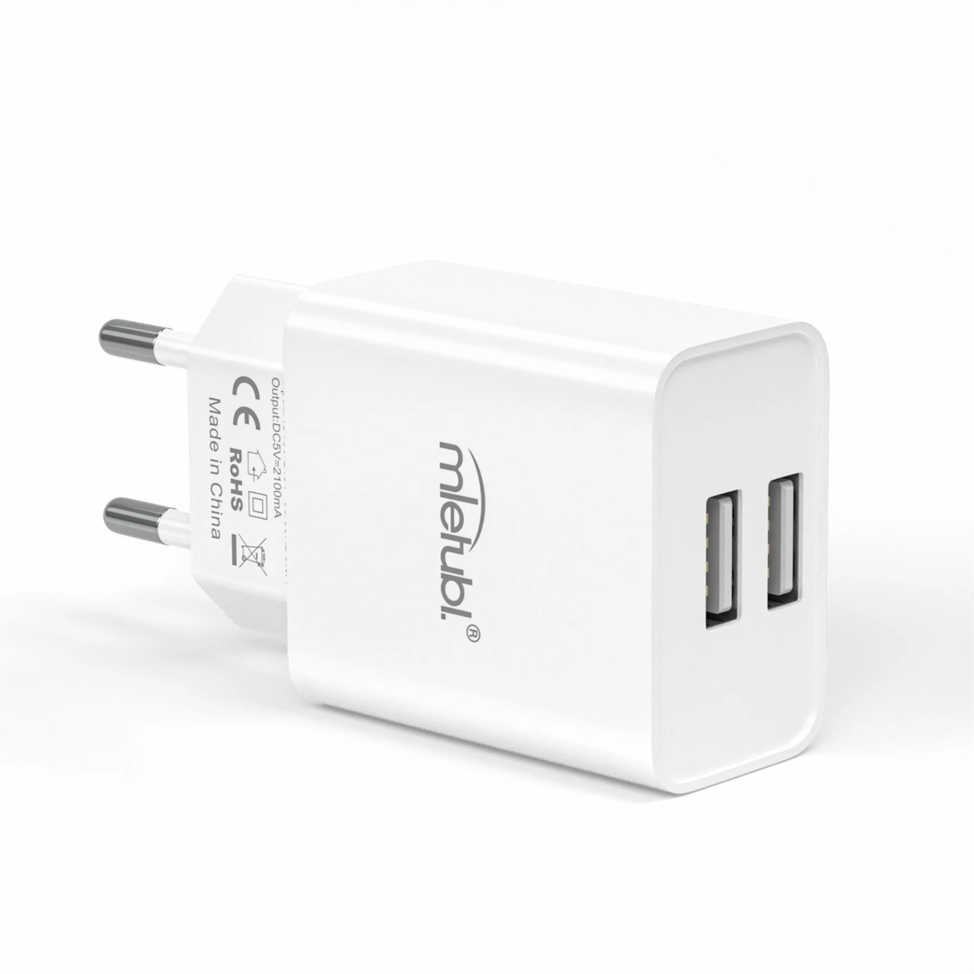 2.1A Fast Charge Dual USB Charger for Mobile Phones and Tablets CE/FCC/RoHS Certification