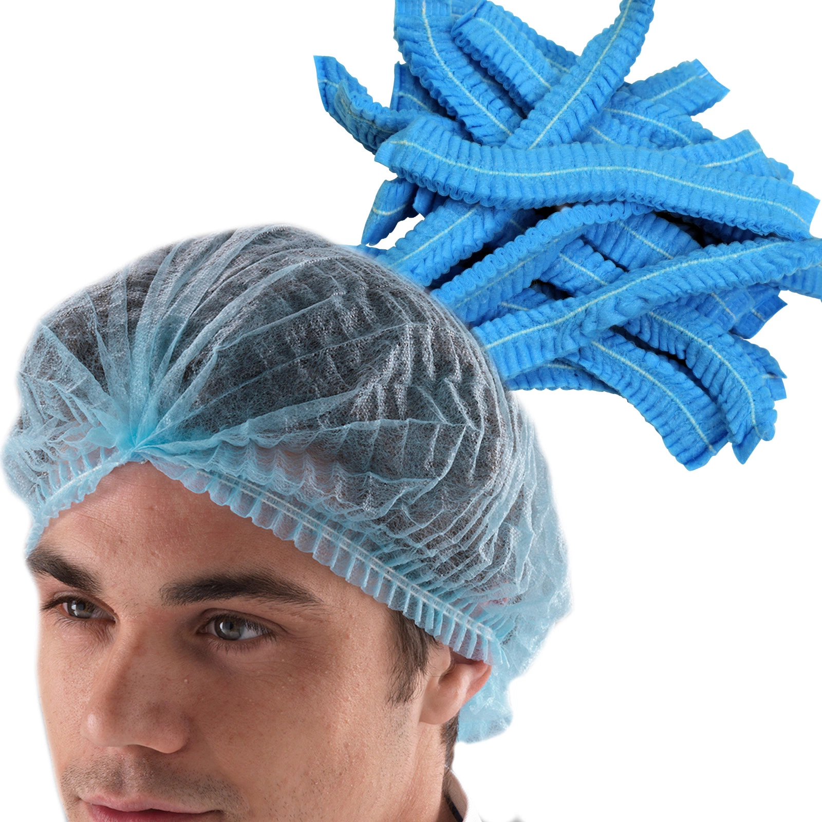 Nonwoven/SMS/PP/Round/Crimped/Pleated/Strip/Disposable Clip Mop Cap PE Bouffant Shower Bathing Hotel Cap