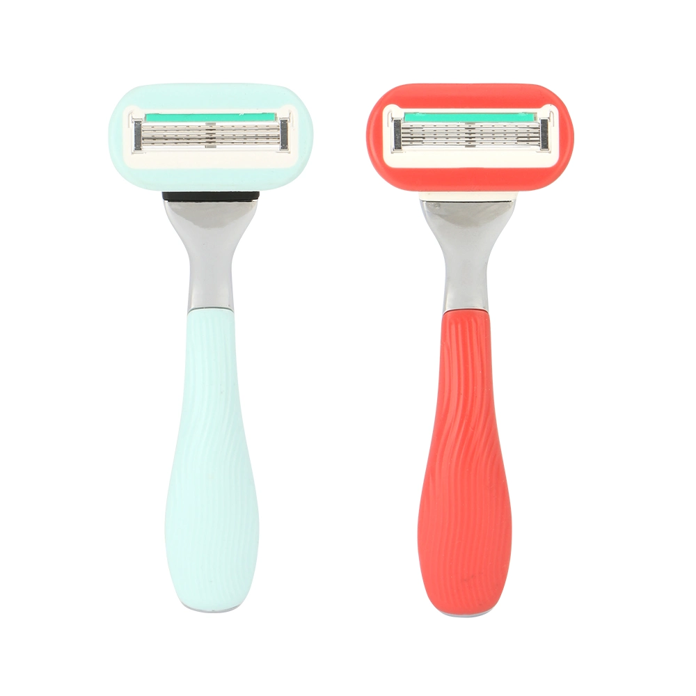 D957L Private Label High quality/High cost performance  Metal + Rubber Handle Five Blade Shaving System Razor Lady Razor