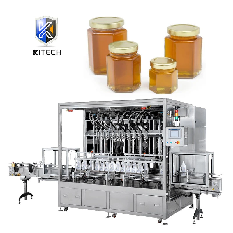 Kl-160yg High Productivity Automatically Liquid Beverage Cooking Oil Tomato Paste Honey Glass Bottle Jar Filling Line Packing Machine
