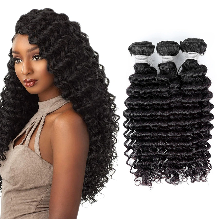 Double Drawn Virgin Brazilian Hair Deep Wave Malaysian 40 Inch Human Hair Extension Virgin Hair Product