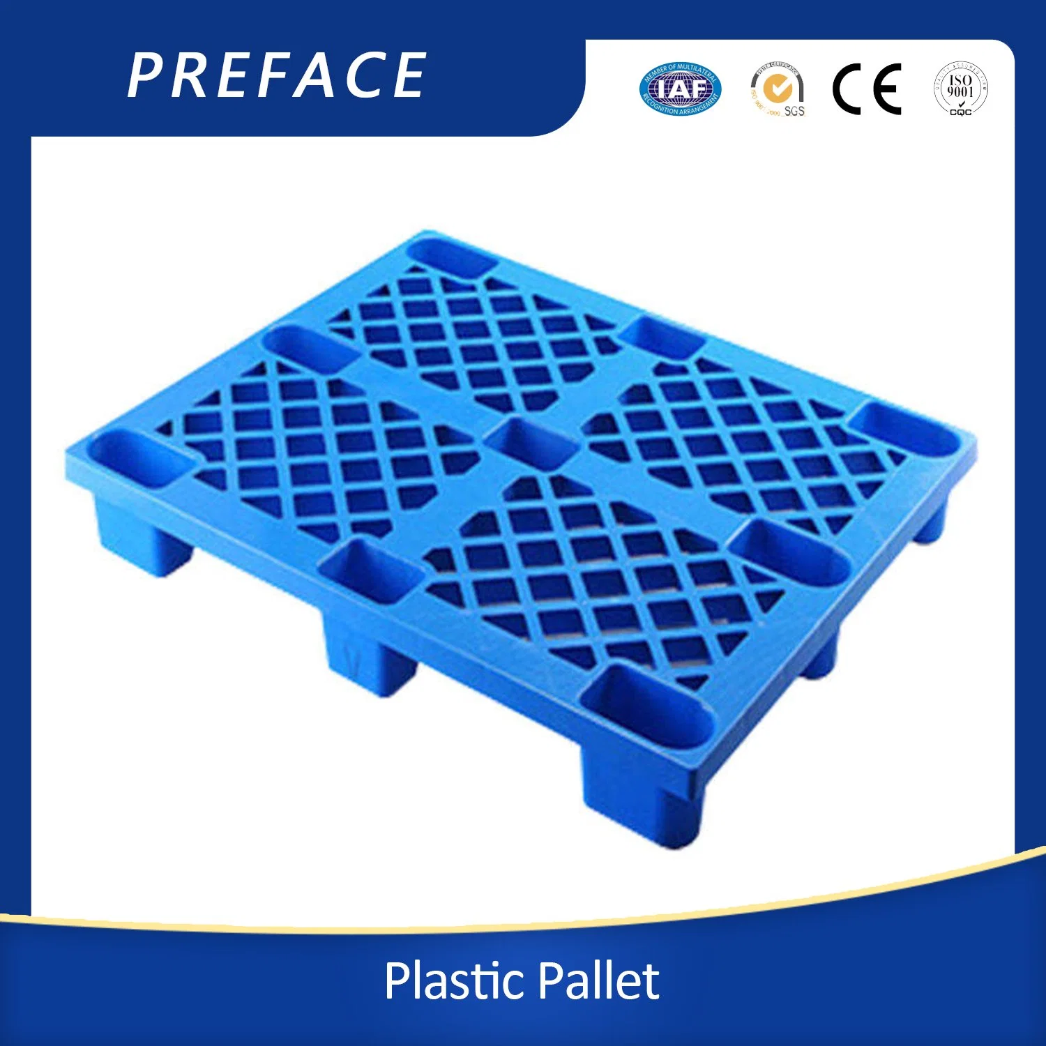 1.200X800mm HDPE 9 patas rejilla apilable de uso ligero moldeada por soplado Superficie de plástico de Pallet para exportación de proveedores de Logística y Transportati plástico Palet