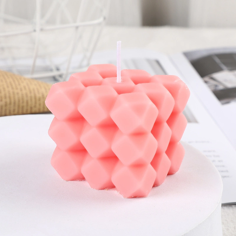 OEM ODM Home Decoration Bubble Soy Wax Cube Shaped Blue Pink Yellow Colorful Scented Candles