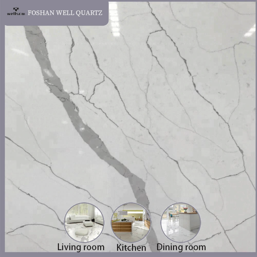 New China CE Quartz Stone Solid Surface Quartz for Kitchen Countertop or Bar Counter Mesa De Cuarzo High quality/High cost performance  Quartz Building Quartz Material White