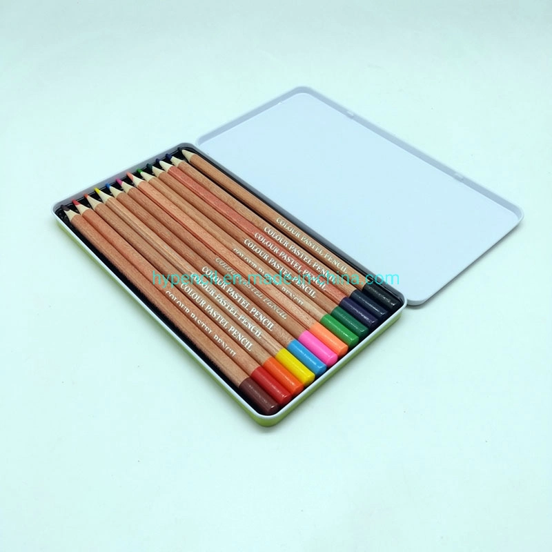 Hy12402-Office School Stationery Art Supplies Set of 12 Color Drawing Pencil in Tin Box