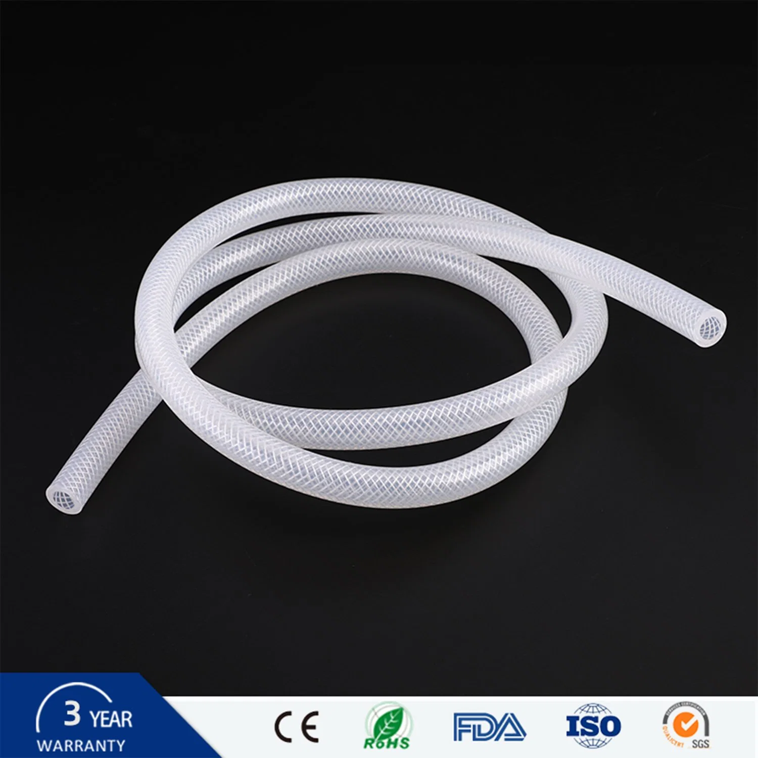 High Pressure Braided Silicone Tube Rubber Pipe Clear Reinforced Silicone Hose