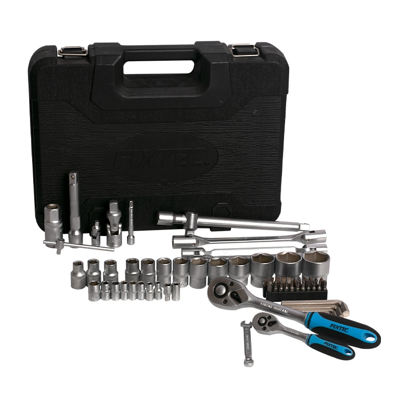Conjunto de ferramentas de tomada Fixtec Professional 77PCS Car Repair Hand Tool Conjunto de chaves de caixa e chave de caixa