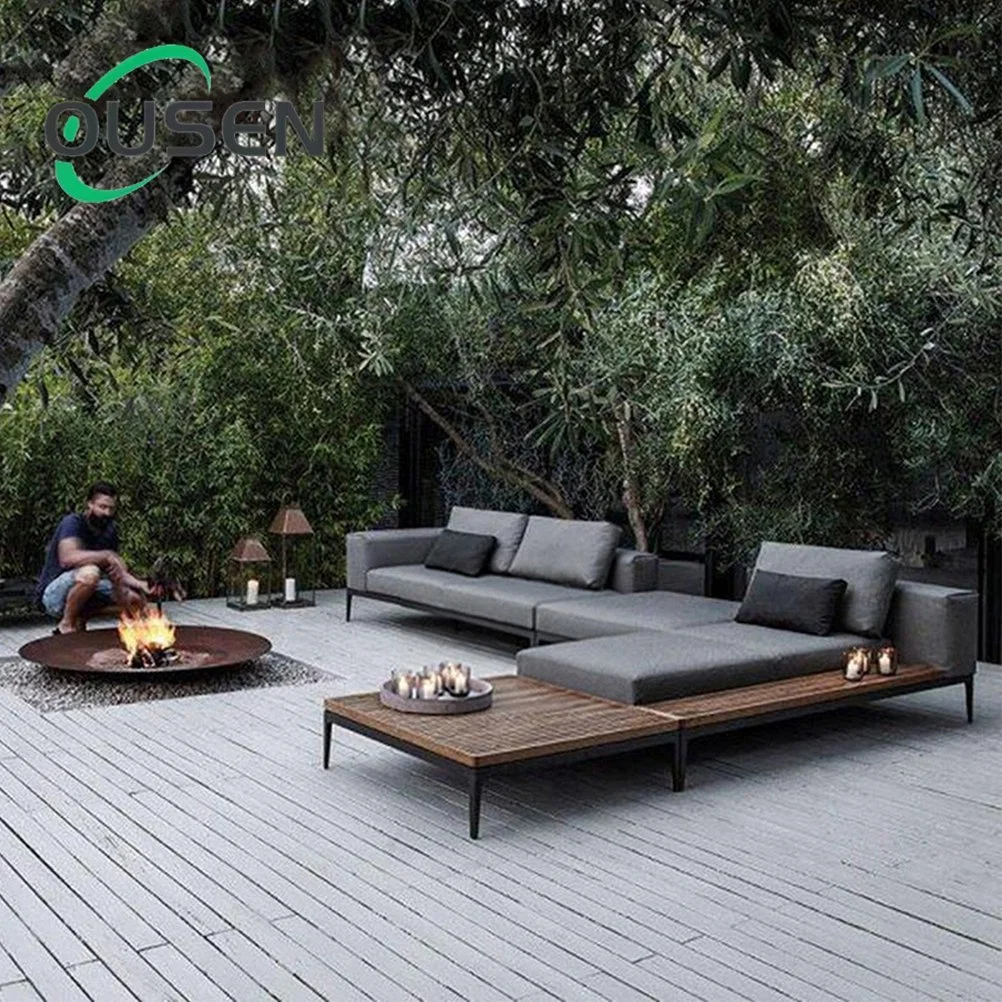 El Patio de los países nórdicos seccional moderno jardín sofás negros profundos combinación impermeable al aire libre Terraza Cojín de asiento del sofá para Patio