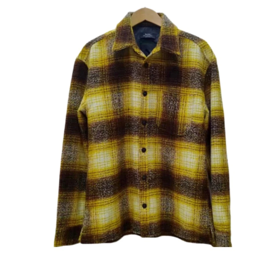 Heavy Flannel Boy Top Men Woven Plaid Check Casual Shirt with Button